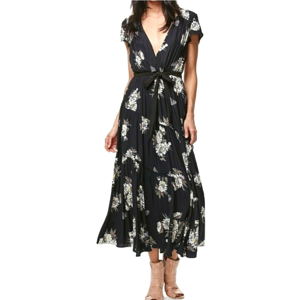Free People Black All I Got Floral Maxi Dress,
